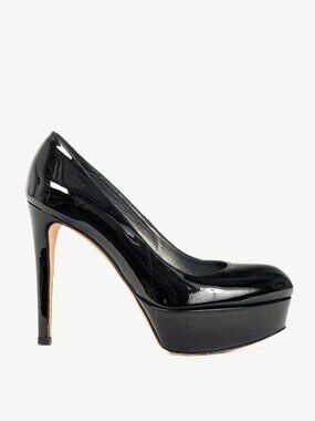 Stuart Weitzman Mae Black Patent Pointed-Toe Platform Pumps